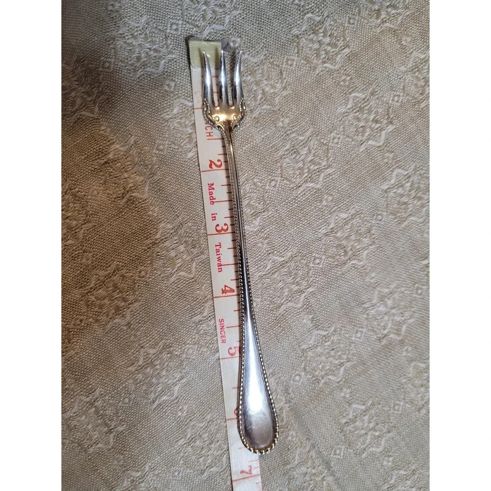 Antique‎ Victorian Sterling Silver 3-Prong Cocktail/Dessert Fork Beaded Edge